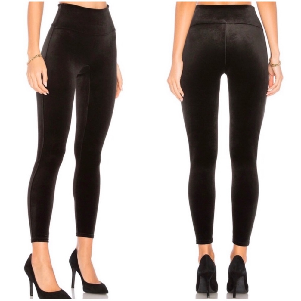 SPANX Black Velvet High-Waist Leggings